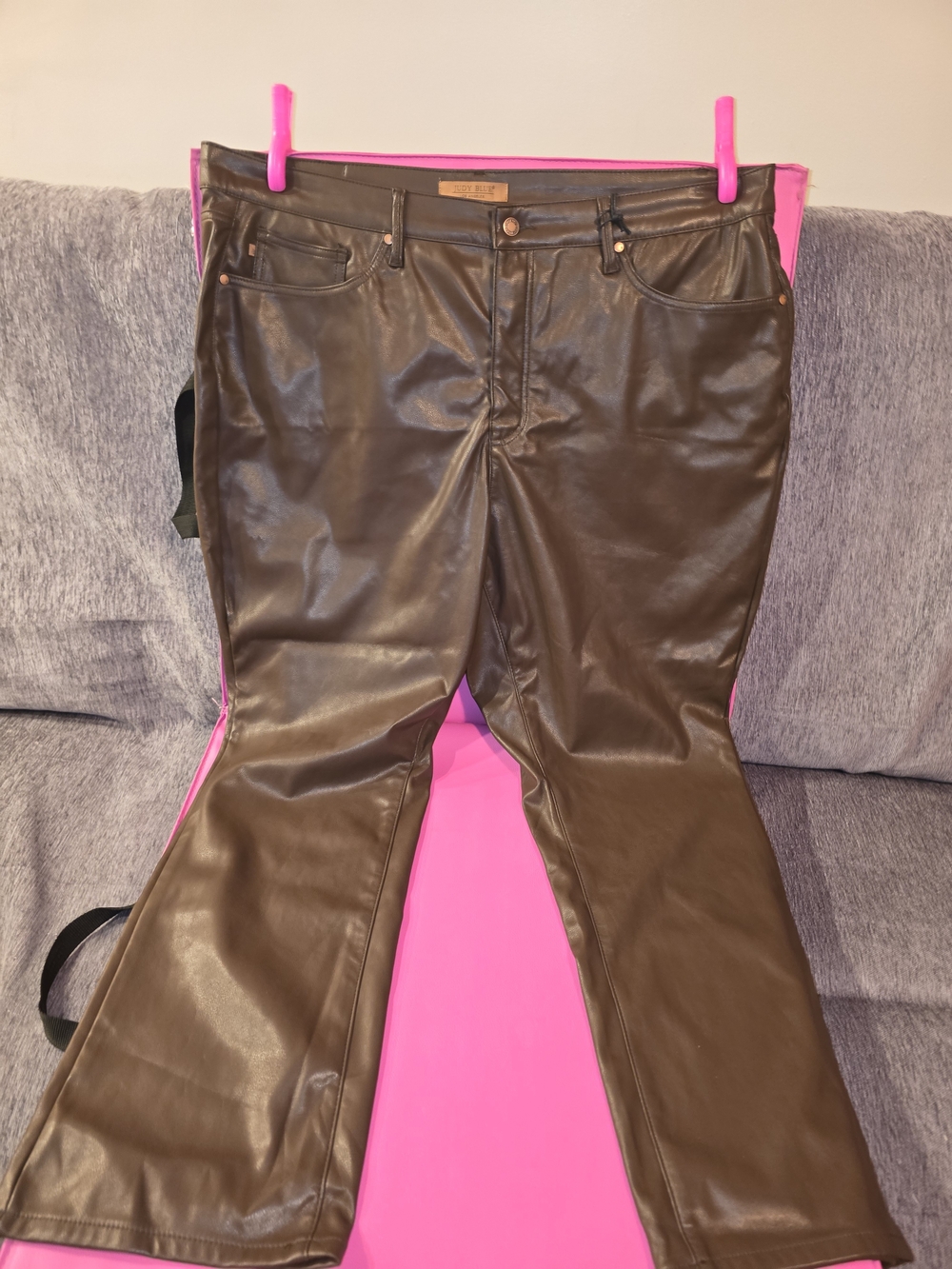Judy Blue Brown Faux Leather Flare Pants